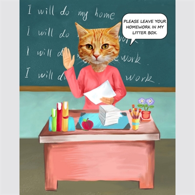 Female Teacher Caricature for a Cat Who is Teaching,by myDaVinci - myDaVinci